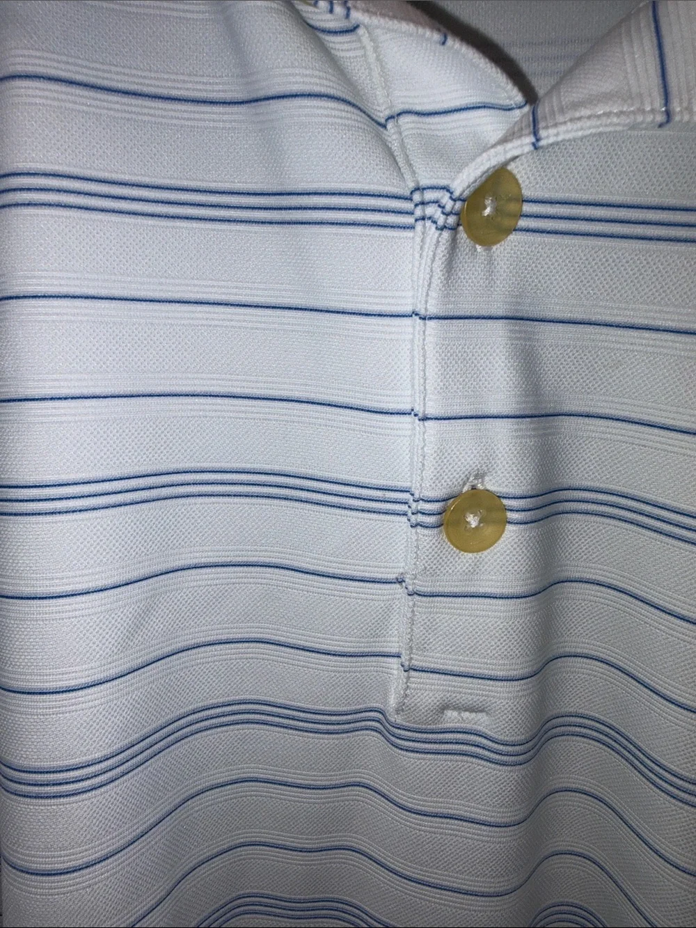 Nike Men’s White Polo with Light Blue‎ Pinstripes